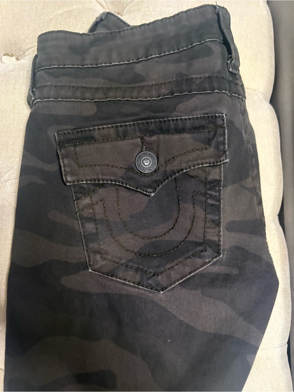 True Religion Women's Black Camo Skinny Jeans
